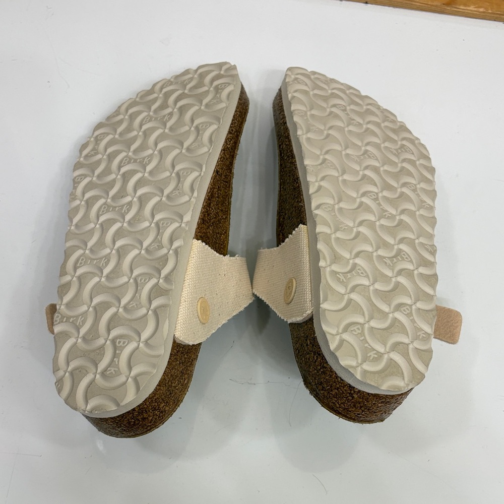 Birkenstock Gizeh Thong Sandals in Beige Canvas Like New Vegan footbed - Picture 7 of 9